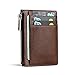 MEKU Men's Slim Leather Front Pocket Wallet Credit Card Holder Minimalist Thin Card Cover Case 8 Card Slots Coffee Xmas Gifts