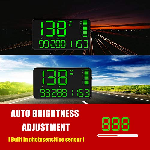Digital Universal GPS HUD Speedometer Display GPS Head Up Dispaly Speedometer Car Truck Odometer with Over Speed Warning/Car Clock / 5.4in Large Screen KingNeed C90 - Thumbnail 6