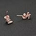 14K Rose Gold Plated Sterling Silver CZ Initial Letter Stud Earrings