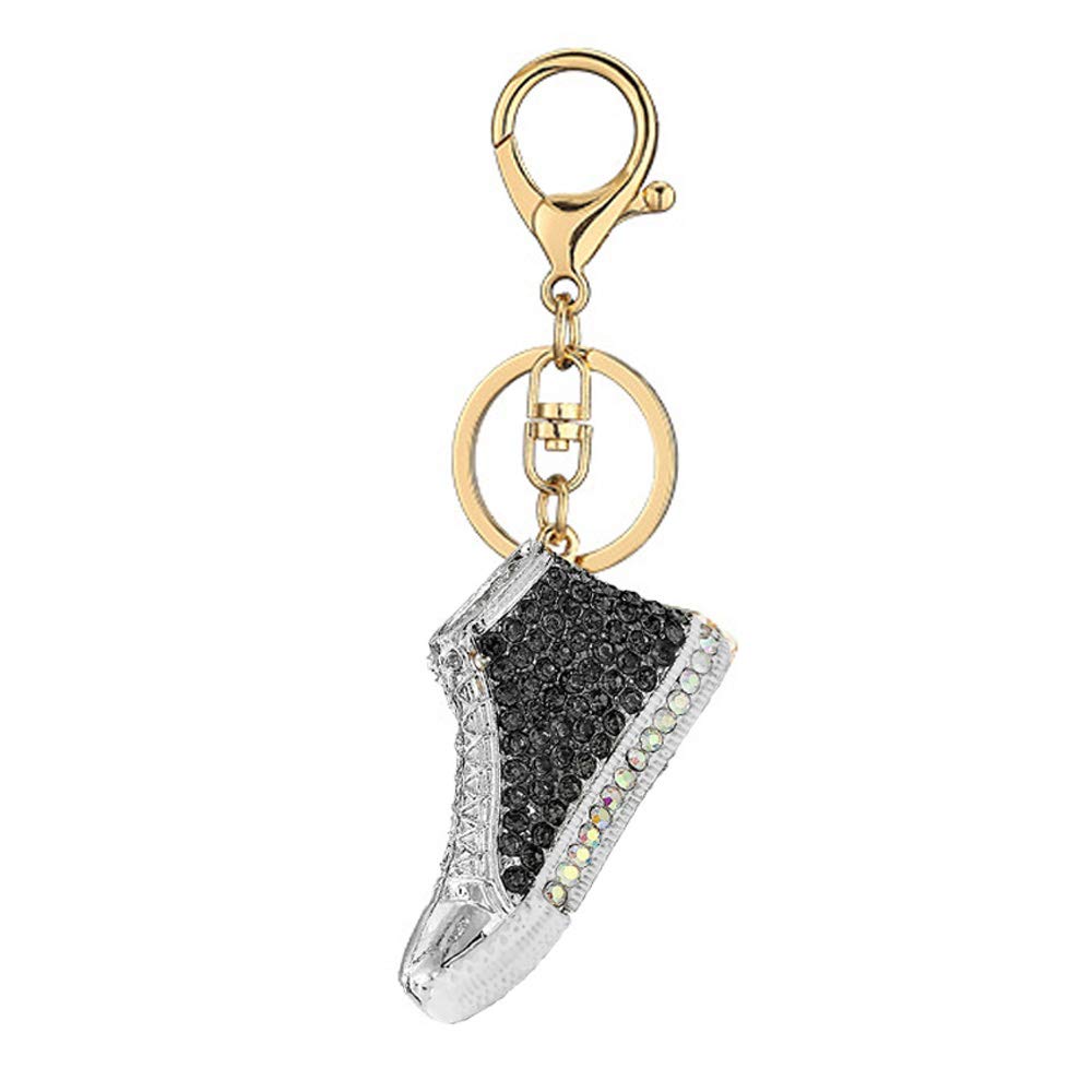 High Top Sneakers Rhinestone Keychain,Sports Shoes Sparkling Keyring (Silver)