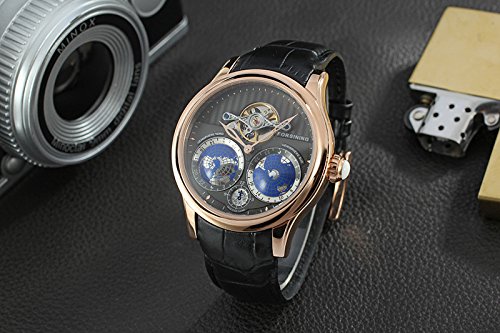 Reloj automático de para hombre con mapa del mundo y movimiento de tourbillon de acero inoxidable - Imagen 3