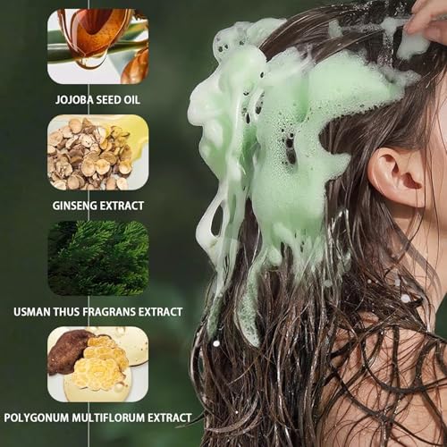 LBOYLOVE® Nature Triangle Shampoo Bar, Seven Green Soap Bar, Usman Grass Shampoo Soap for Hair Growth, Nourishes and Strengthens Hair, Moisturizing for Men & Women, 4.23 oz