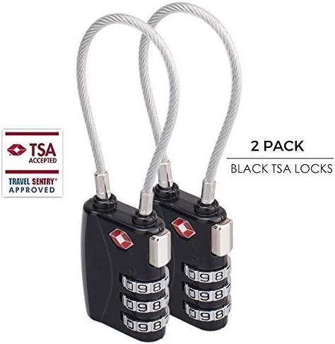 Luggage Locks Tactical Accepted Combination Password Padlocks TSA Approved locks (Black 2 pack) by Evonic