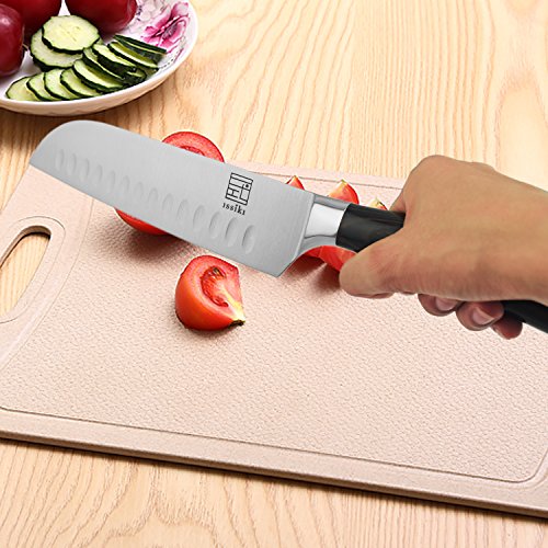 ISSIKI Cutlery Professional 7 Inch Santoku Knife, Kitchen Knife, High Carbon Stainless Steel, Sharp Cutlery, Ergonomic Handle