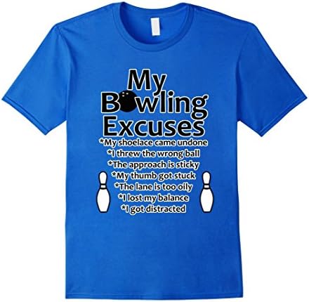 Men's My Bowling Team League Excuses TShirt Ball Lanes Strike  Small Royal Blue