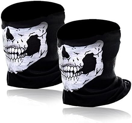 Motorcycle Face Masks 2 Pieces Xpassion Skull Mask Half Face for Out Riding Motorcycle Black