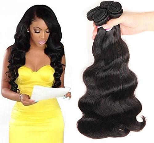 Colorful Queen Brazilian Virgin Hair Body Wave 4 Bundles for African Women 100% Unprocessed Remy Human Hair Extensions Brazilian Hair Weave Bundles for Natural Color 8 10 12 14 Inch