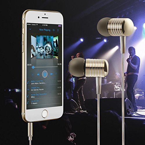 Headphones, HokoAcc In-Ear Earbuds Noise Isolation Headsets Heavy Bass Earphones with Microphone for iPhone Samsung iPad and Most Android Phones