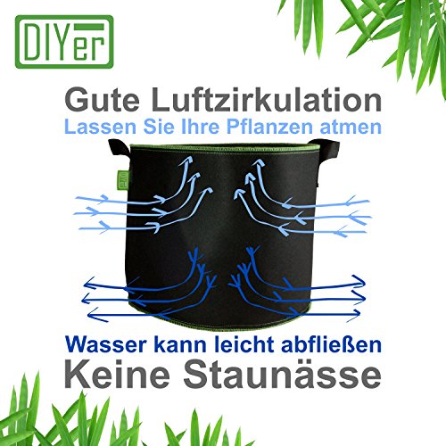 lohag® Premium Vliesstoff-Pflanzsack - 40 Liter, 5er Pack | Perfekt für Kräuter, Blumen, Gemüse & Zimmerpflanzen | Robuste, Wiederverwendbare Pflanzbeutel - Die Gesunde Alternative zum Blumentopf – Bild 3