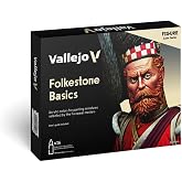Vallejo - Folkestone Basics Acrylic Paint Set, 16 Bottles x 0.6 fl oz | Model Color range, 18 ml, historical miniature model paint kit, water-based formula, matte finish, eyedropper bottles