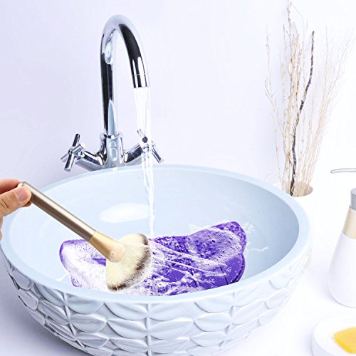 2 Large Packs of Silicone Brush Cleaning Mat, Oyrlize Soft Silicone Cosmetic Makeup Brush Cleaner Pad Portable Washing Tool with Strongest Suction Cup - Thumbnail 3