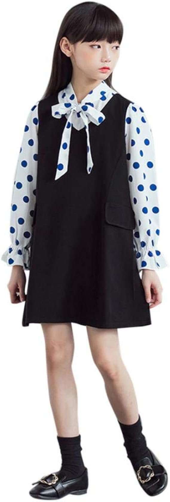 Amazon Aculldo 子供服 女の子 ワンピース 可愛い キッズ服 2点セット 長袖 トップス スカート ガールズ ジャンパースカート おしゃれ 韓国風 快適 子供ドレス カジュアル 普段着 通園 通学 秋冬 ワンピース チュニック 通販