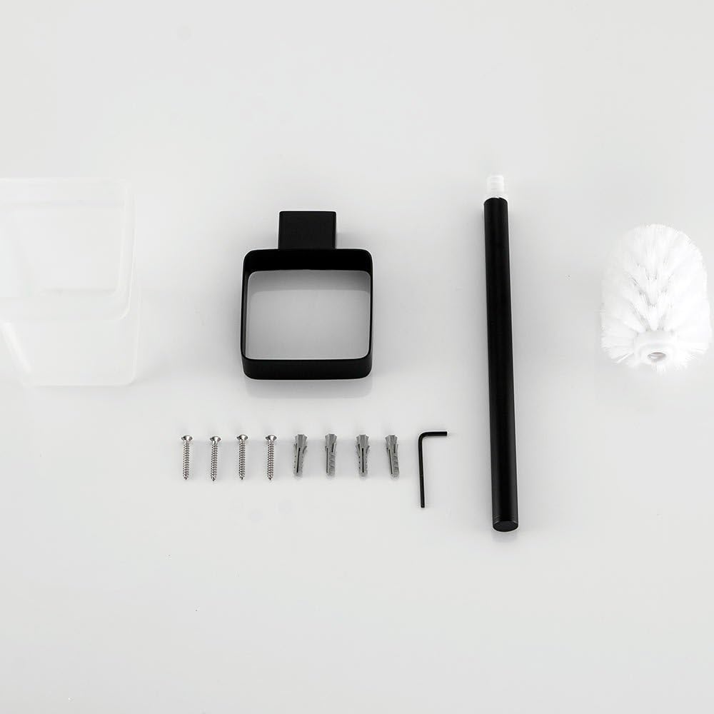 CASEWIND Toilet Brush Matt Black, Toilet Brush and Holder Set Wall Mounted, Hanging Stainless Steel and Glass for Bathroom - Image 3
