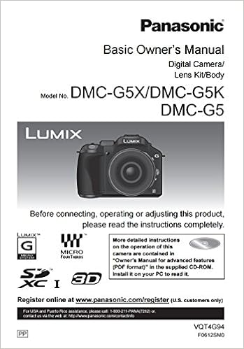 Panasonic Lumix Dmc G5 Instruction Booklet Original English Owner User Operation Manual Printed Panasonic Amazon Com Books
