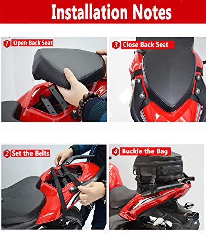 Motorcycle Tail Bag, Meago Multifunctional Sport Seat Bag Nylon Luggage Bag Motorbike Back Seat Bag Tear-Resistant Motorbike Accessories Bag for Universal Fit,15 Liters (Upgraded Tail Bag) - Thumbnail 4