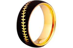 CLOUD DANCER Sports Ring -Symbology Baseball Engraved Ring 8mm Gold Tone Tungsten Carbide Ring Wedding Ring and Engagement ring-Free Engraving Inside