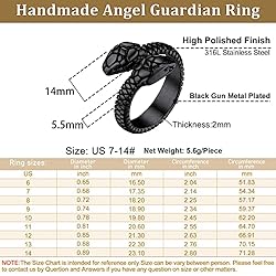 Bestyle Black Snake Ring for Women Men Cool Rings