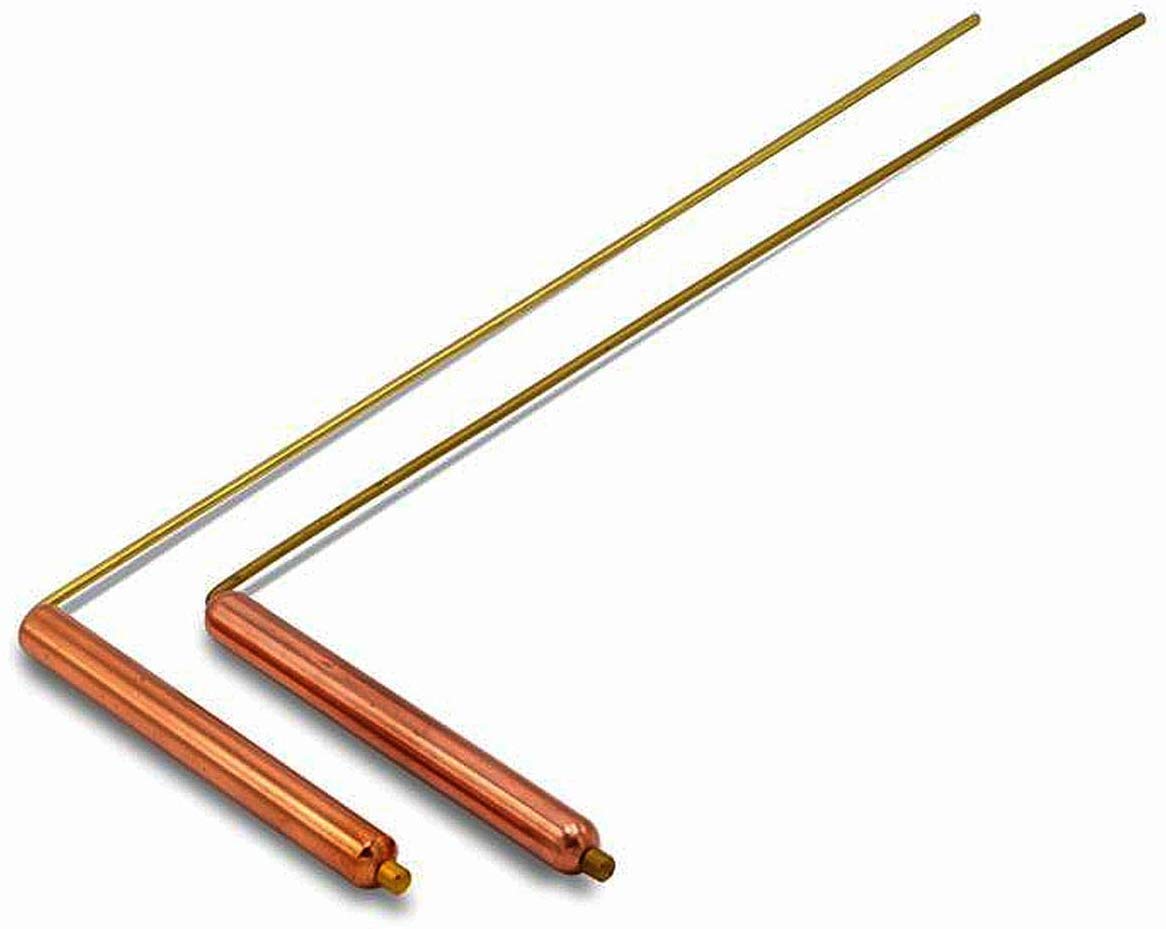 Spiritual Gifts Copper Dowsing Rods; 13.5in/34cm Long with 4.7in/12cm Copper Handles; Use for Finding Water/Minerals/Oil/Geopathic Stress Lines/Lost Objects/Chakra & Aura Measurement