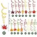 45 Pack Fall Party Swirls Hanging Foil Swirl Streamers with Foil Autumn Leaf Strings Fall Banner Tinsel Garland for Thanksgiving Halloween Birthday Bachelorette Wedding Ceiling Backdrop Decoration