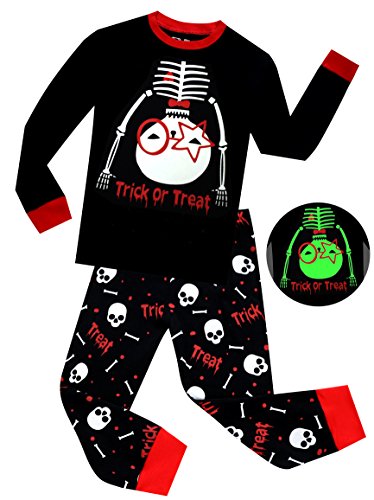 BebeBear Boys Halloween Pajamas Skull Toddler Kid Pyjamas Glow in The Dark Children Sleepwear
