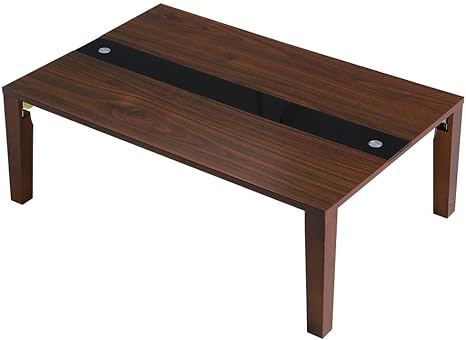 Amazon Co Jp Lowya ロウヤ テーブル ローテーブル 折りたたみ 木製 ガラス おしゃれ 90 60cm ウォルナット ホーム キッチン