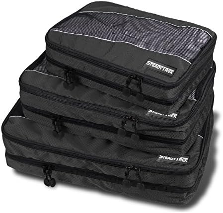 SteadyTrek Travel Packing Cubes - 3-Piece Set with Dual Compartment Organizers
