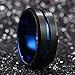 King Will Duo Mens 10mm Black Matte Finish Tungsten Carbide Ring Blue Beveled Edge Wedding Band