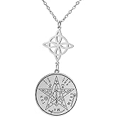 Dreamtimes Witches Knot & Tetragrammaton Pentagram Necklace Stainless Steel Mystical Symbol Pendant Necklace Celtic Knot Occult Spiritual Inspired Jewelry for Women Men