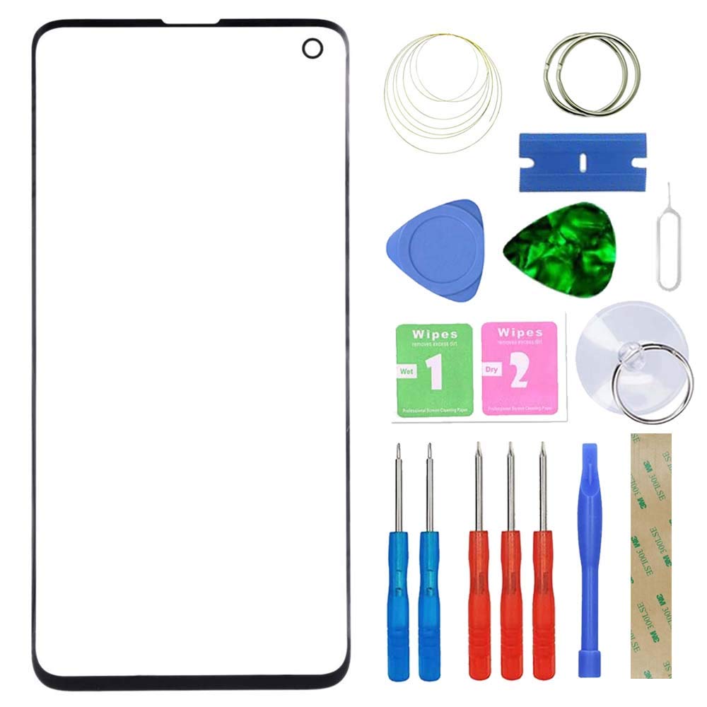 MovTEK Screen Replacement Front Glass Repair Kit Genuine for Samsung Galaxy S10 G973F (No Touch and LCD Display) Black
