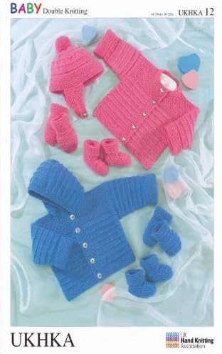 UKHKA/12 Hat Gloves Boots Hooded Jumper/Cardigan Baby Double Knitting Pattern