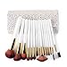 Mooxury Synthetic Kabuki Makeup Brushes Set Professional 15 Pcs with Premium Pouch - White