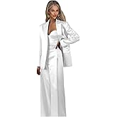 Formal Satin Womens Suit 3 Piece Dressy Suits for Women Business Casual Trendy 1 Button Blazer Vest Pants