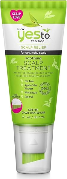 YES TO TEA TREE SCALP TREATMENT, SOOTHING FORMULA TO REMOVE BUILD UP, LEAVING SCALP CLEANSED & CALM, WITH TEA TREE, WITCH HAZEL, APPLE CIDER VINEGAR & SAGE OIL, NATURAL, VEGAN & CRUELTY FREE, 3 FL OZ