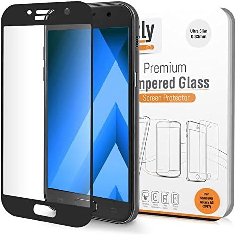 Galaxy A3 2017 Screen Protector, Orzly 2.5D Pro-Fit Tempered Glass Screen Protector for Samasung Galaxy A3 (2017 Model) - Transparent with BLACK Rim