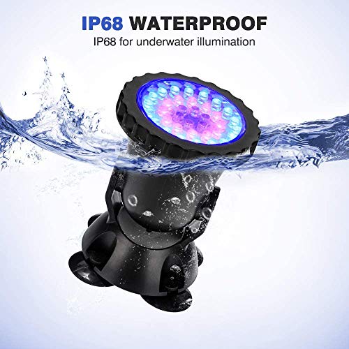 GreenSun Teichbeleuchtung, Unterwasser Licht, Gartenteich Lampe, Unterwasser LED, Gartenbeleuchtung, Poolbeleuchtung Unterwasser, IP68 Wasserdicht RGB Spot Licht mit Fernbedienung – Bild 3