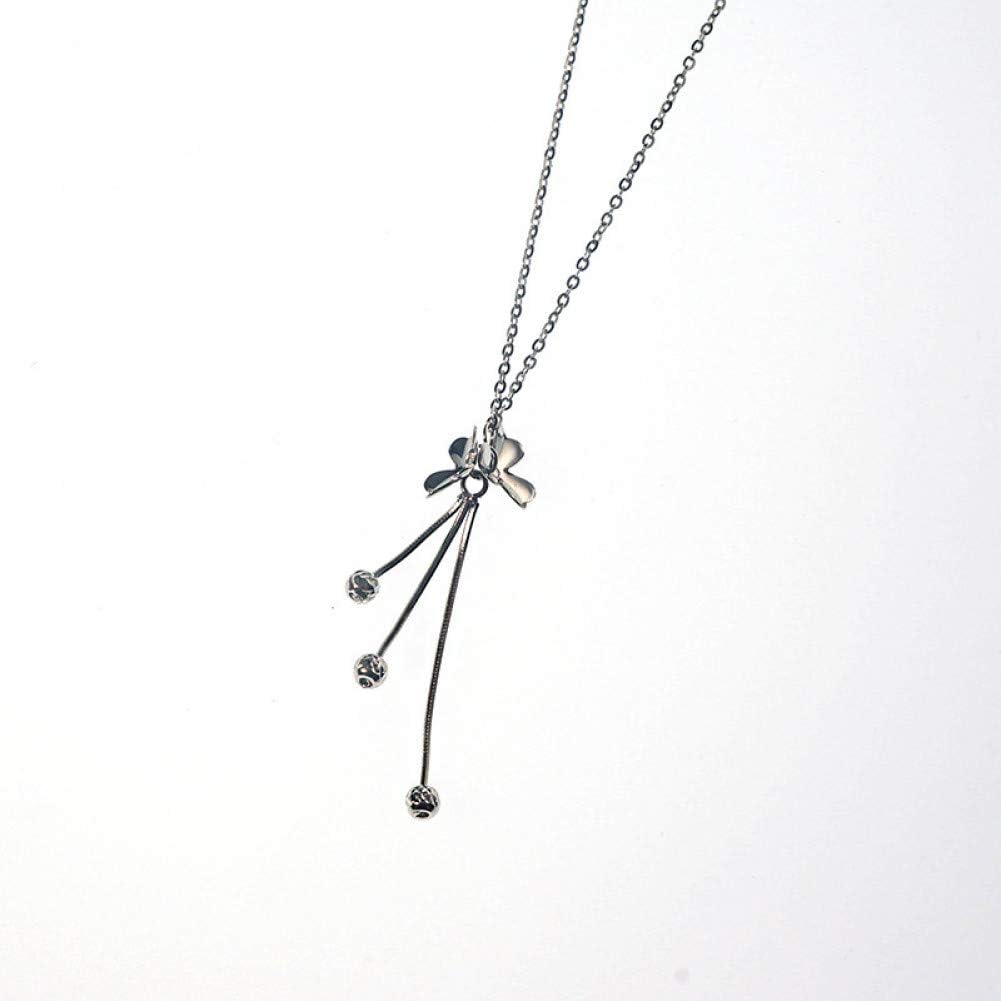 SXXDLL Sterling Silver Necklace Simple Art Three-Petal Flower Hanging Chain Set Chain