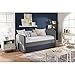 DHP Jesse Kids Upholstered Daybed and Bed Frame with Trundle and Wooden Slat Support, Twin Size - Grey Linen