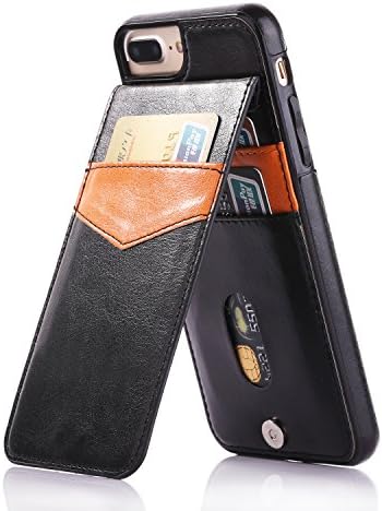 Onetop, for iPhone 7 Plus Case with Card Holder, Premium PU Leather Kickstand Wallet Case for iPhone 7 Plus 5.5 Inch(Black)