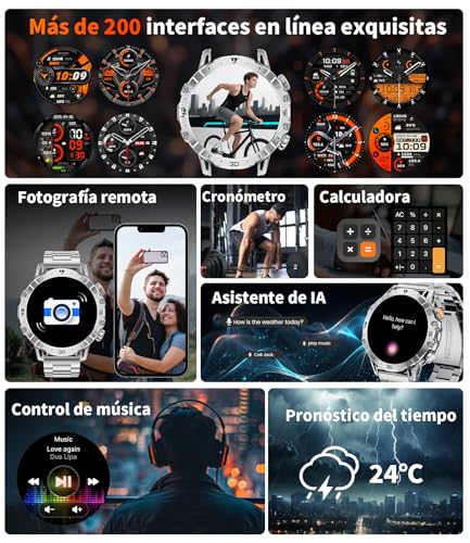 1000 mAh Battery Smart Watch Men, 1.7 Inch Smartwatch Men with Bluetooth Calls, Military LED Flashlight, 100+ Sports Modes, Heart Rate Monitor, Sleep Monitor, IP68 Fitness Watch for Android iOS