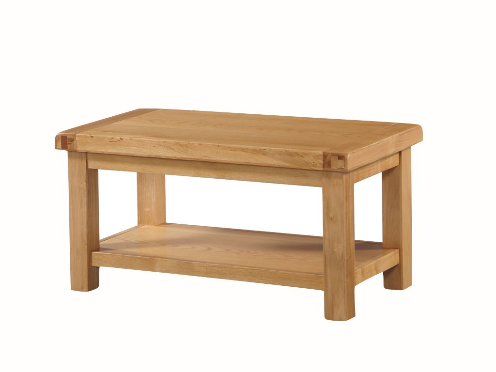 Newport Solid Oak Small Coffee Table with Shelf Oak Coffee Table