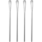 6.2Inch/15.8cm Coffee Stirrers Spoon,Silver Stainless Steel 304# Coffee Stir Sticks,Round Solid Handle Cocktail Beverage Iced Tea Stirring Stick,Drink Mixing Spoon,Set of 4