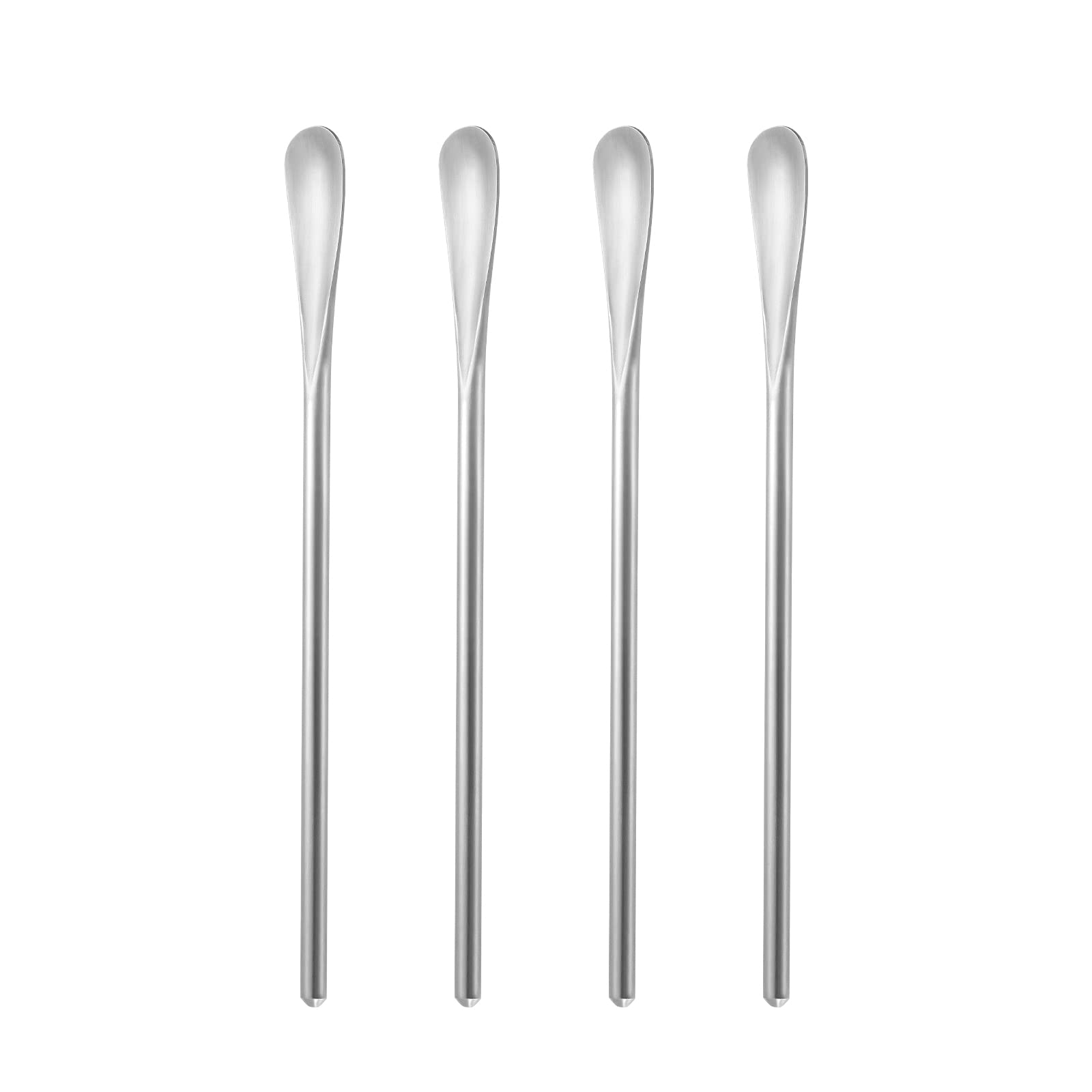 6.2Inch/15.8cm Coffee Stirrers Spoon,Silver Stainless Steel 304# Coffee Stir Sticks,Round Solid Handle Cocktail Beverage Iced Tea Stirring Stick,Drink Mixing Spoon,Set of 4