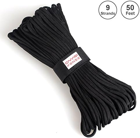 CampFENSE Paracord Parachute Cord, 50 Feet, 9 Core Strands, Break-Strengths 308 Pound, Pure Nylon, Camp Hike Outdoor Tactical Cord, Hammock Climbing Camping Hiking Braided Emergency Rope