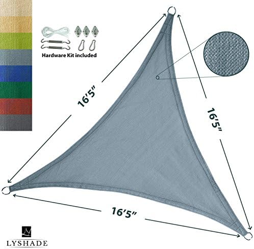 LyShade 16'5 x 16'5 x 16'5 Triangle Sun Shade Sail Canopy with Stainless Steel Hardware Kit (Cadet Blue) - UV Block for Patio and Outdoor
