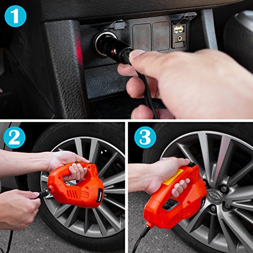 Wagan 12V DC Powered 3 Ton Car Lift 3-in-1 Electric Car Jack, Impact Wrench & Air Compressor Kit with LED Work Light for Road Emergency Car Repair Tool Kit 3T - Thumbnail 4