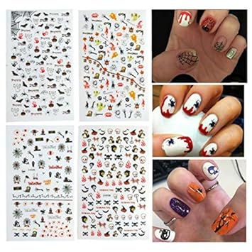 Amazon Com Dadiii Halloween Nail Art Stickers 4 Sheets Self Amazon Com Dadiii Halloween Nail Art Stickers 4 Sheets Self