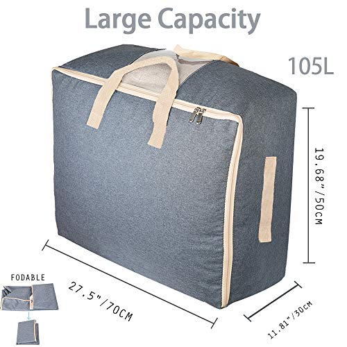 Qozary Large Storage Bags for Comforters, Blankets, Clothes, Quilts and
