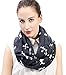 Lina & Lily Poodle Dog Print Women's Infinity Scarf Lightweight (Dark Gray & White)