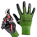 Bamboo Gardening Gloves - Ultra Grip, Nitrile Protective Coating Against Cuts Barehand Work Glove for Gardening, Fishing, Clamming, Restoration Work Thin Safety (Large)