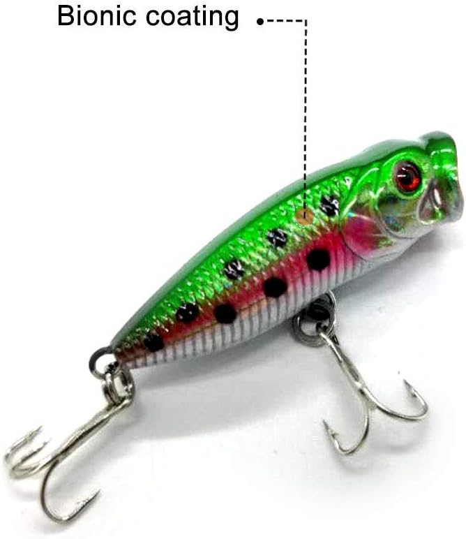 SEASKY Fishing Plug Lures Micro Popper Topwater Trout Attack in Freshwater (Green) : Sports & Outdoors